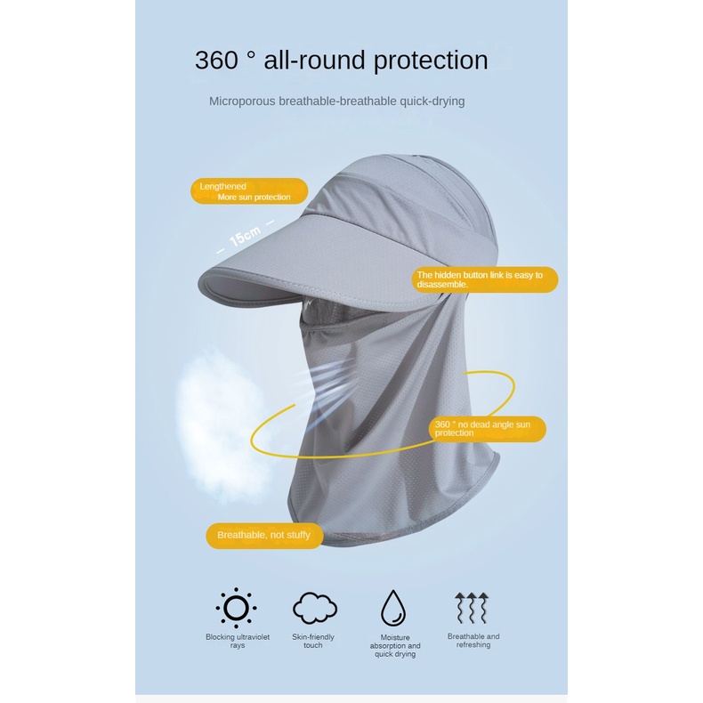 Mũ Chống Nắng Kèm Tấm Che Mặt Chống Tia Uv Cao Cấp Thời Trang Mùa Hè Cho Nữ