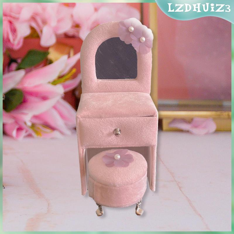 Giá Đỡ Trang Sức Đồ Chơi Để Bàn Trang Điểm Mini Màu Hồng Cho Búp Bê Bé Gái Và Bé Gái