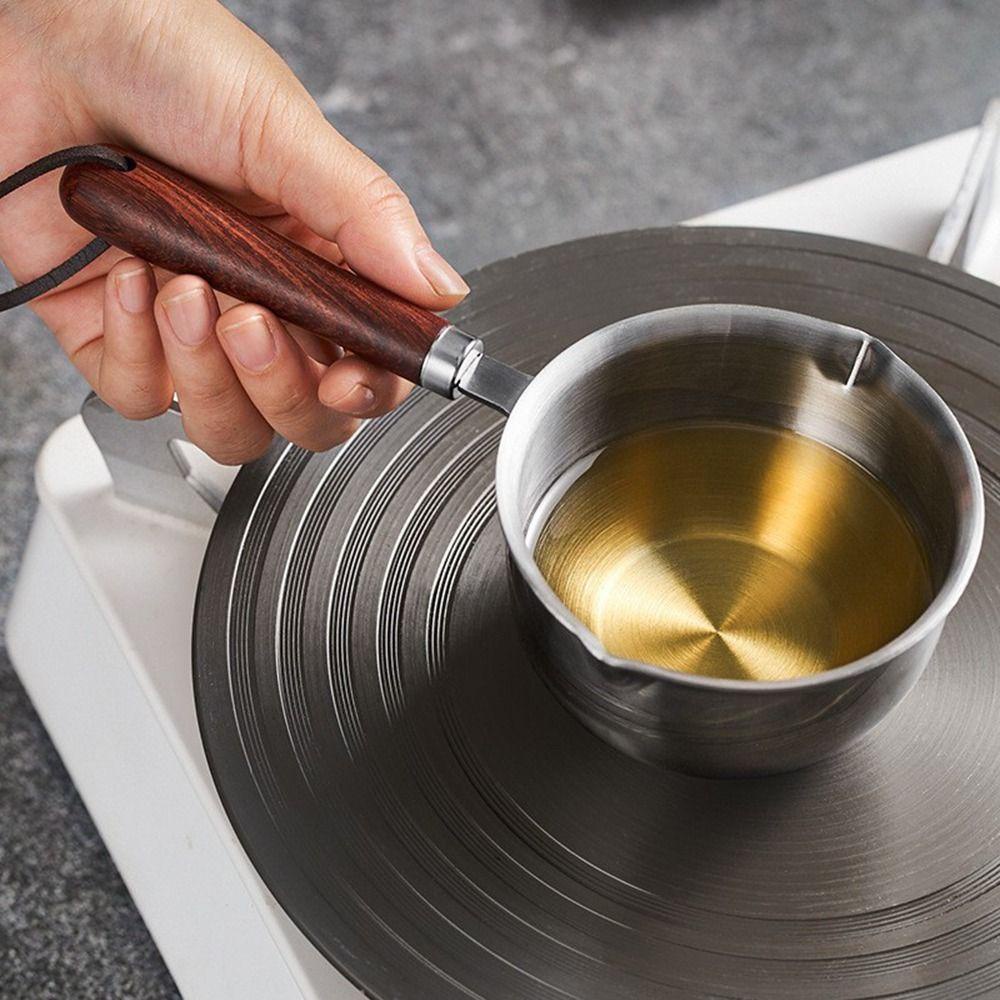 SHOUHOU Nồi Nấu Sữa Bằng Thép Không Gỉ Tay Cầm Gỗ Đa Năng Tiện Lợi Hai Kích Cỡ