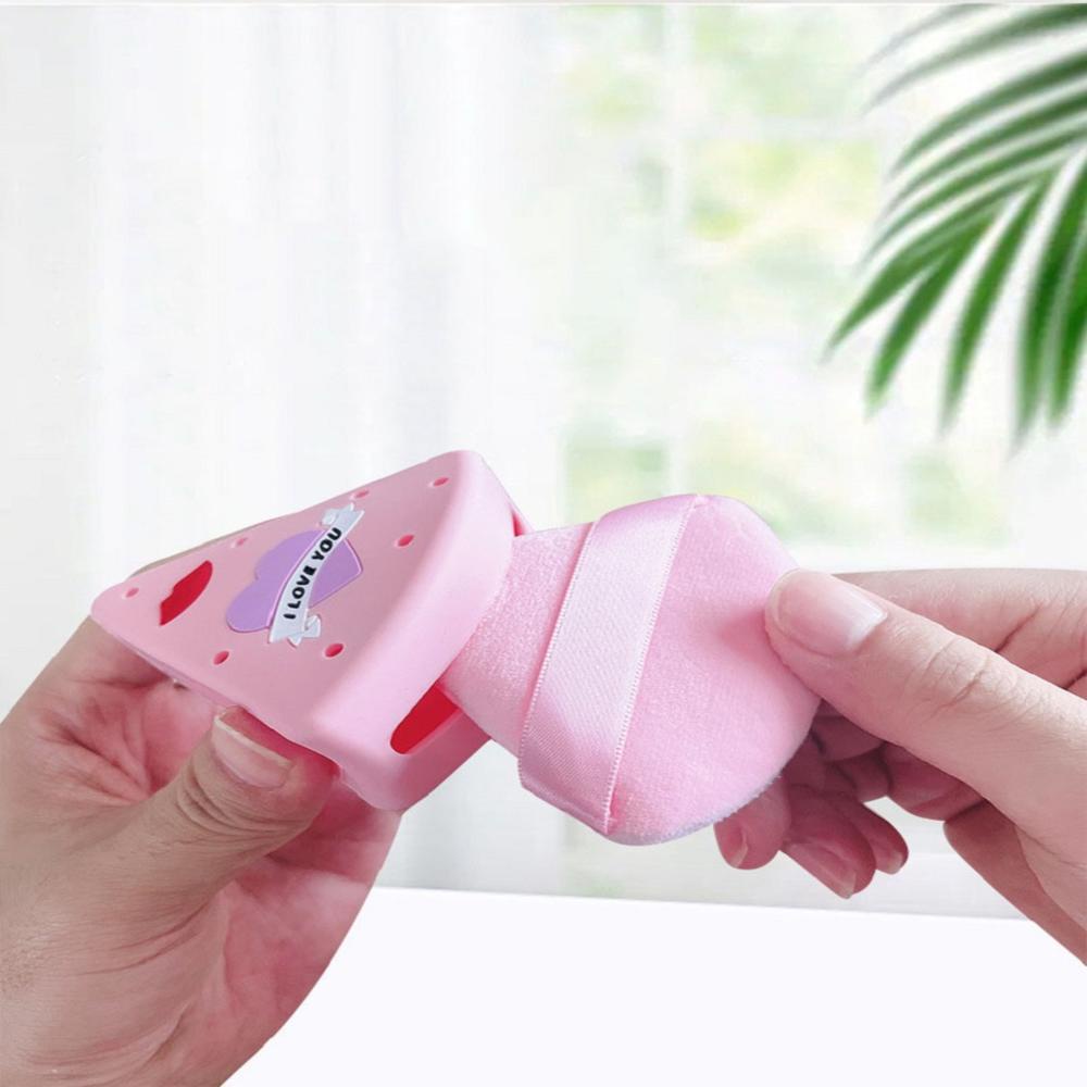 Hộp Đựng Mút Trang Điểm Hình Tam Giác Bằng Silicone Thoáng Khí Chống Bụi