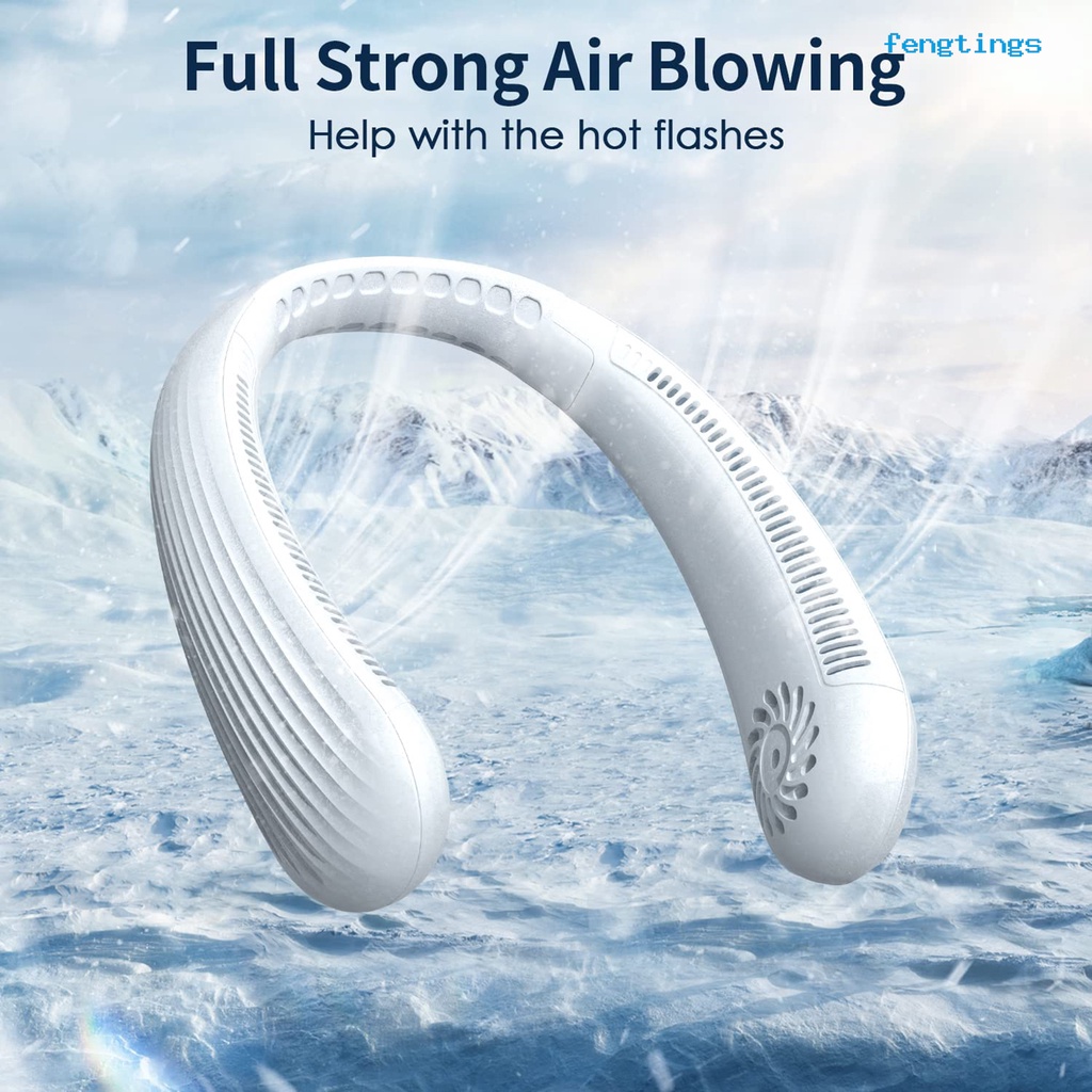 Quạt Làm Mát Đeo Cổ 360 Độ Không Cánh Xoay 3 Tốc Độ Rảnh Tay Có Thể Điều Chỉnh Sạc Lại Bằng Cổng USB
