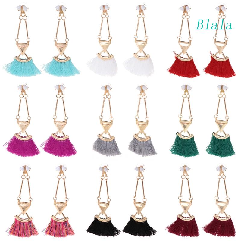 Hoa Tai Dáng Dài Phối Tua Rua Phong Cách Vintage Thời Trang