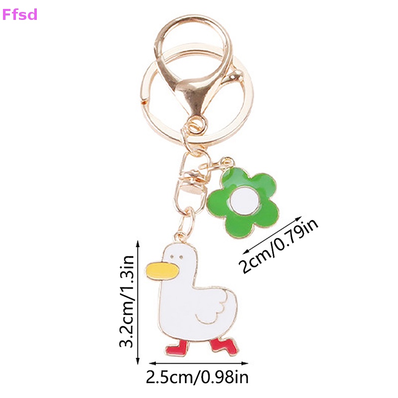 Móc Khóa Trang Trí Xe Hơi / Ba Lô / Túi Xách Hình Chú Vịt Hoạt Hình &amp; Hoa Dễ Thương