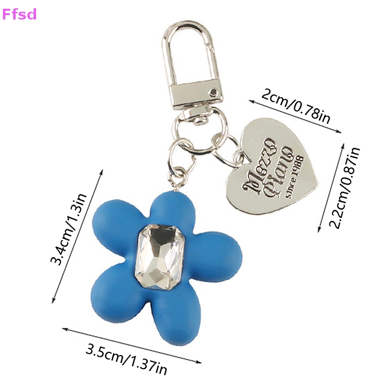 {Ffsd} Móc Chìa Khóa Xe Hơi / Ba Lô / Trang Trí Túi Xách Hình Hoa / Trái Tim Đính Đá Quý Màu S