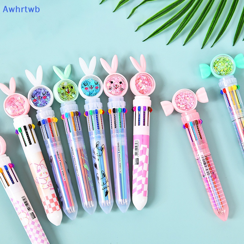 Bút Bi 10 Màu Trong Suốt Họa Tiết Hoạt Hình Đáng Yêu Mới
