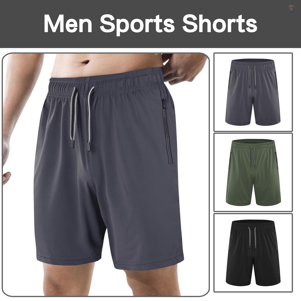 Quần Short Thể Thao Lưng Thun Siêu Nhẹ Phối Túi Khóa Kéo Thời Trang Cho Nam