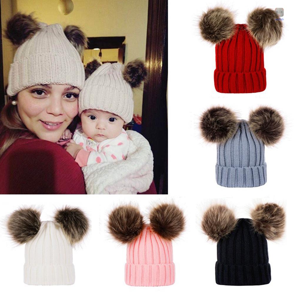 Mũ beanie Trùm Đầu Đính Quả Bông Dễ Thương Cho Bé