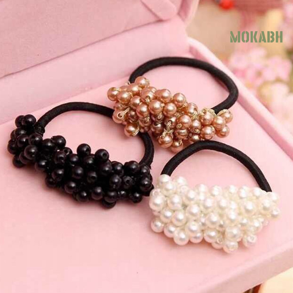 Dây Cột Tóc Co Giãn Đính Ngọc Trai Giả Ngọt Ngào Cho Nữ