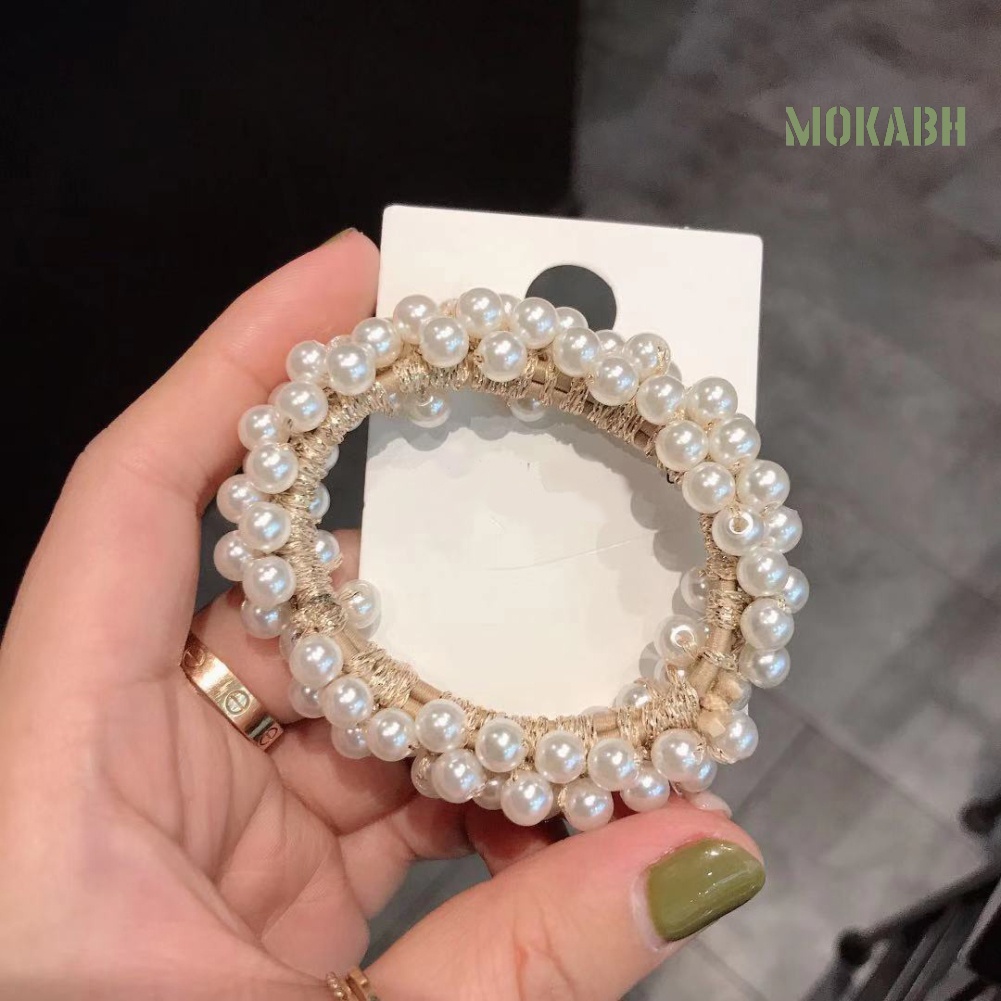 Dây Cột Tóc Co Giãn Đính Ngọc Trai Giả Thời Trang Cho Nữ