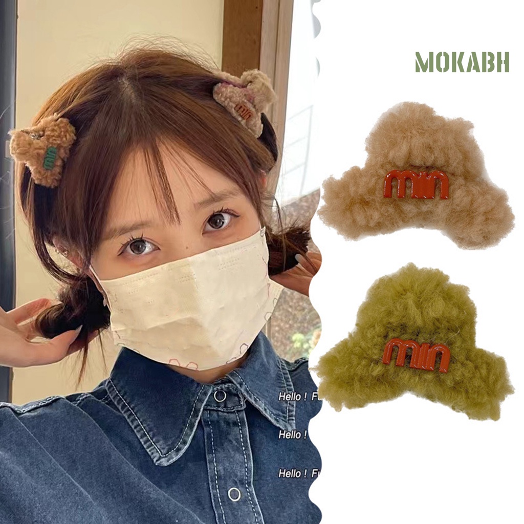 Kẹp Tóc Mềm Mại Màu Trơn Họa Tiết Chữ Phong Cách Hàn Quốc