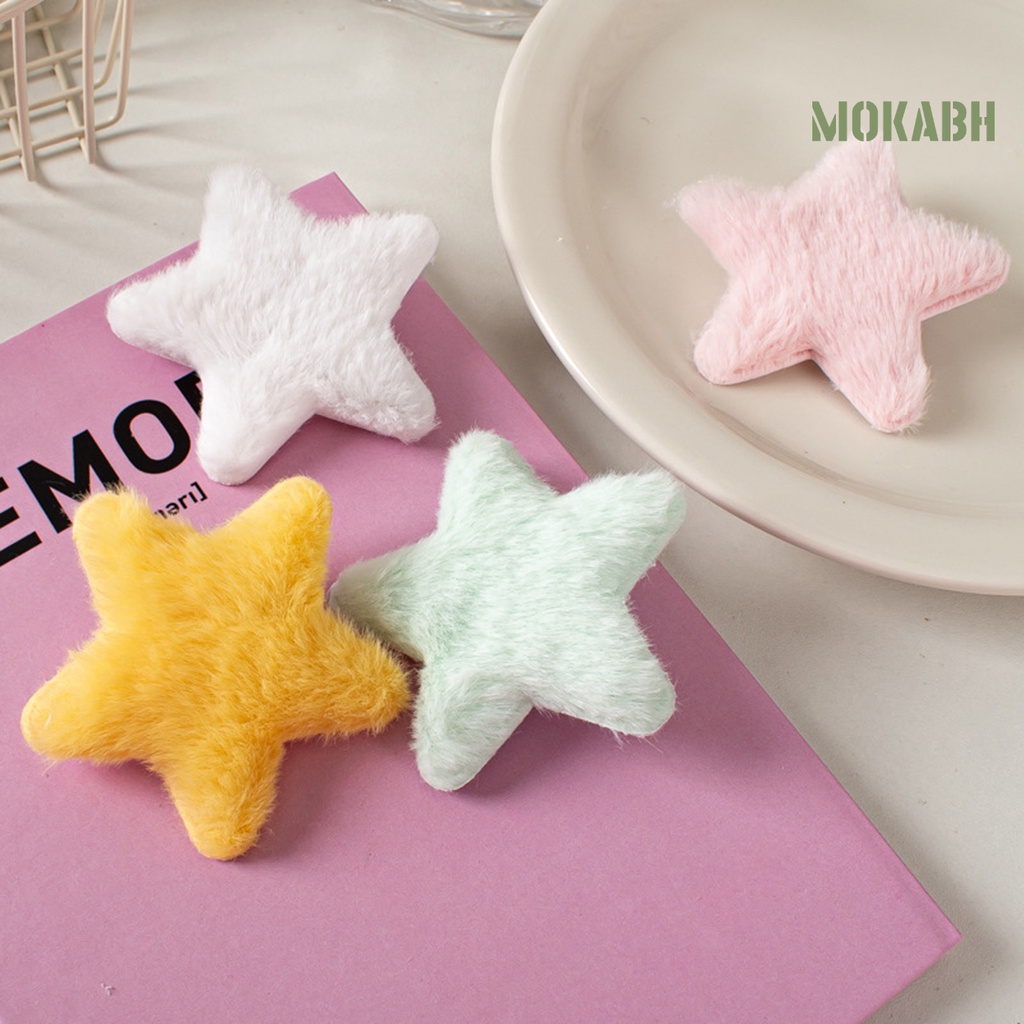 4 Kẹp Tóc Hình Ngôi Sao Mềm Mại Chống Trượt Màu Trơn Kiểu Dáng Ngọt Ngào