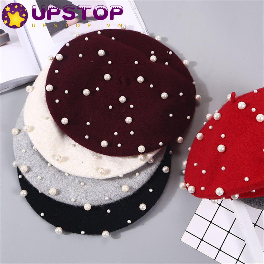 Upstopvn Mũ Nồi Rộng Vành Bằng Len Phong Cách Pháp