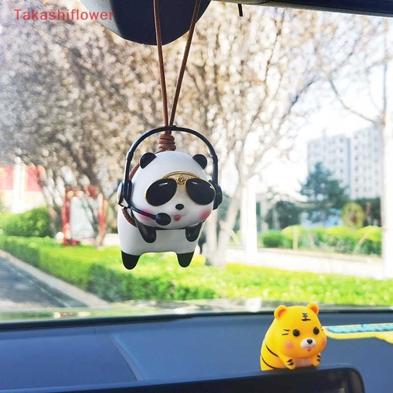 (Takashiflower) Dây Treo Trang Trí Nội Thất Xe Hơi Hình Hổ / Gấu Trúc Đeo Kính