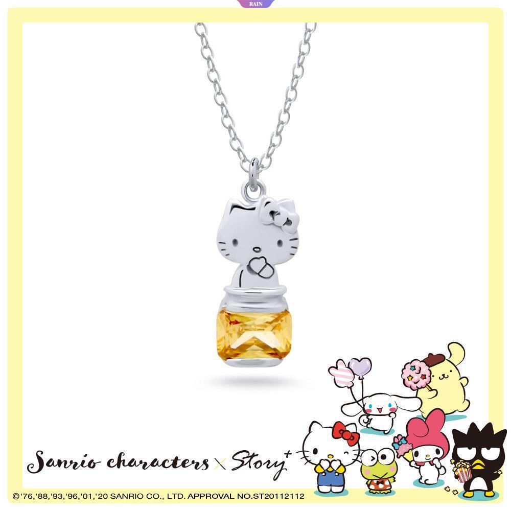 Vòng cổ Mạ Vàng Trắng / Bạc Mặt Hoạt Hình Sanrio Zircon Jam Hello Kitty Thời Trang Cho Nữ [RF]