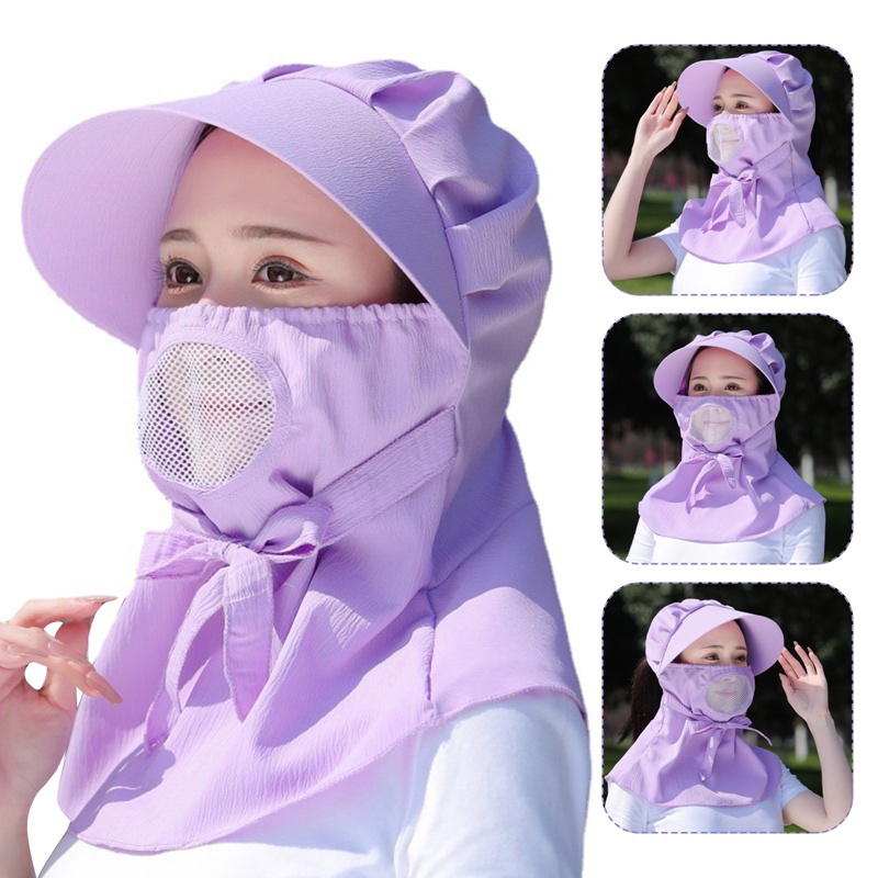 Ygt Mũ Chống Nắng Mùa Hè Thoáng Khí Kèm Khăn Che Mặt Và Cổ Cho Nữ