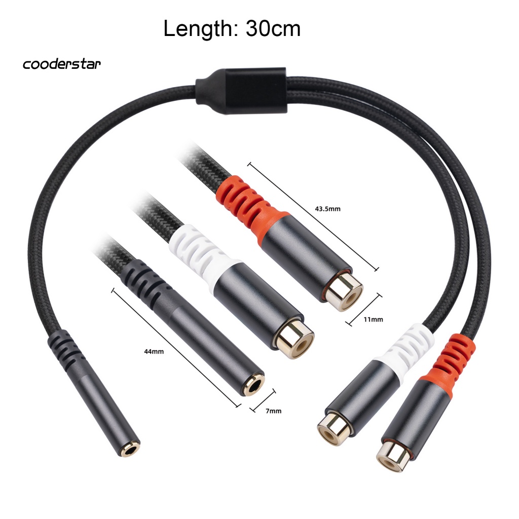 Cáp Chuyển Đổi Âm Thanh 3.5mm Female Sang 2 RCA 2 Trong 1