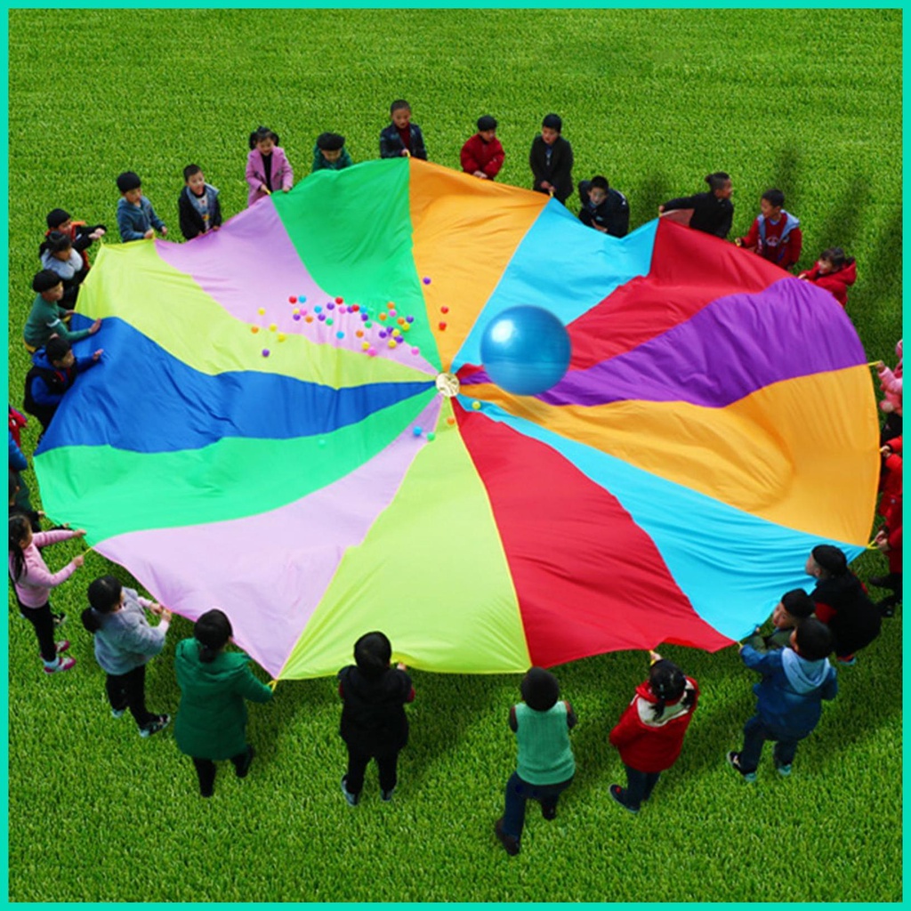 Dù Nhảy Dù Màu Cầu Vồng Có Tay Cầm Cho Bé