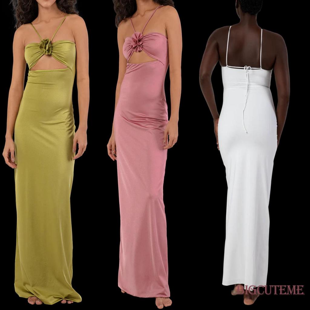 [] - Đầm Hai Dây Dáng Dài In Hoa Khoét Lỗ Thời Trang Mùa Hè Cho Nữ