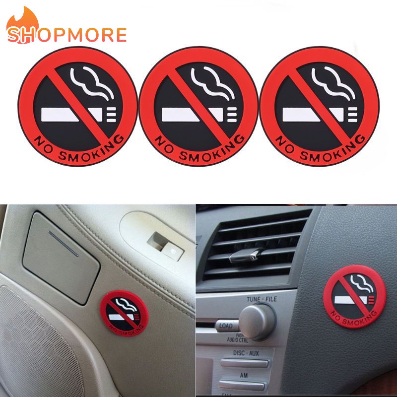 [Marvelous] Nhãn Dán Vinyl Hình Tròn Màu Đỏ Phong Cách Không Hút Thuốc Lá Thông Dụng Cho Cửa Kính Xe Hơi