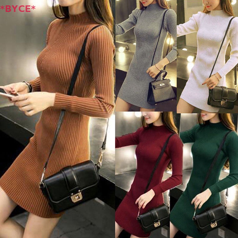 Đầm Dệt Kim Cổ Lọ Ôm Dáng Thời Trang Thu Đông Dành Cho Nữ Mới