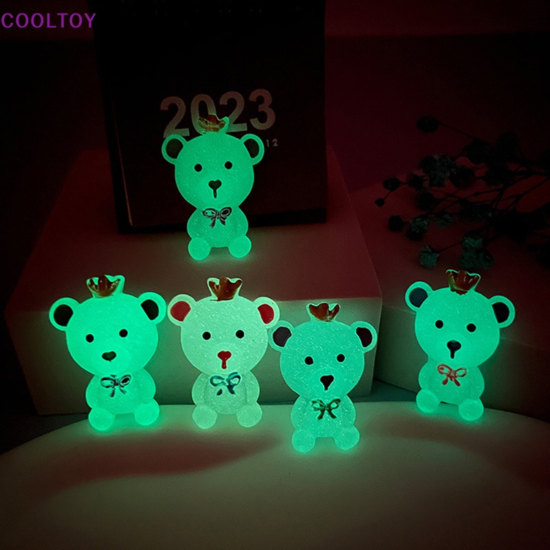 Set 2 Vương Miện Mini Dạ Quang Hình Gấu Dễ Thương Trang Trí Nhà Búp Bê