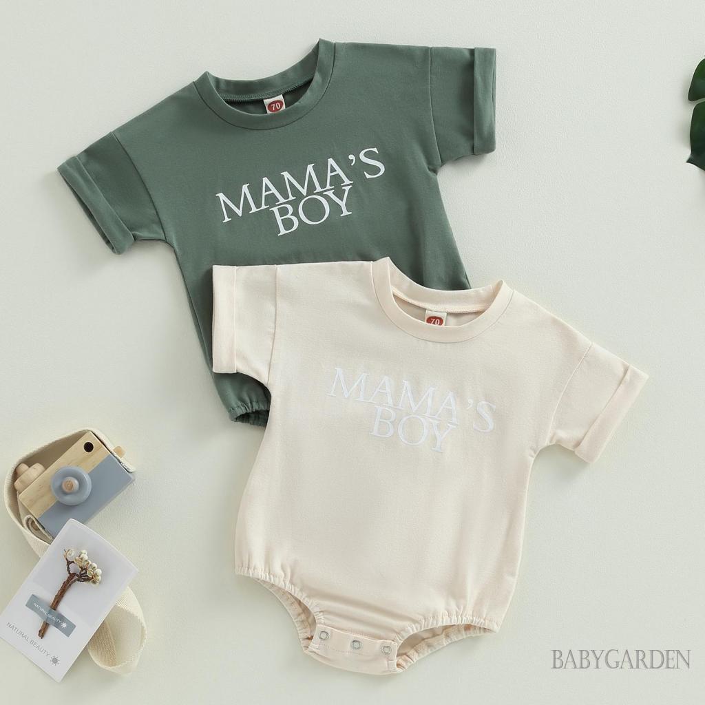 Áo Liền Quần Ngắn Tay In Chữ Mặc Hàng Ngày Cho Bé Trai 0-24 Tháng Tuổi