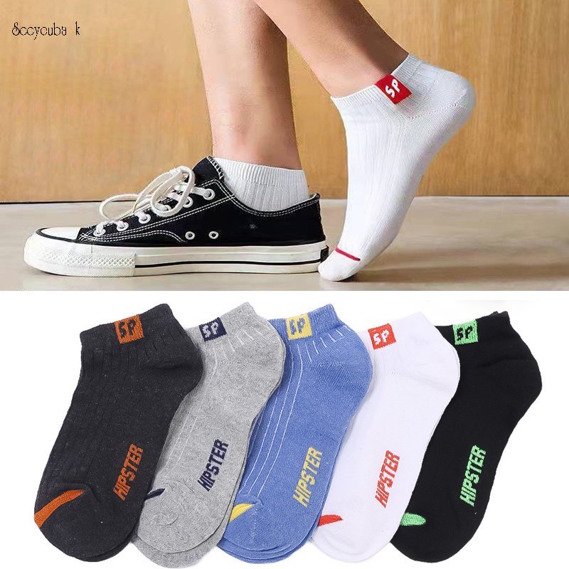 Vớ Thể Thao Cổ Thấp Mềm Mại Thoáng Khí Thấm Hút Mồ Hôi In Chữ Nhiều Màu Sắc Thời Trang Mùa Hè Cho Nam