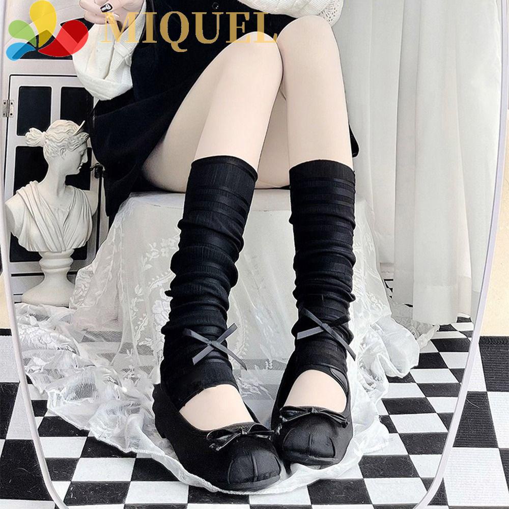 Vớ Che Nắng Bằng Lụa Lạnh Màu Trơn Đính Nơ Phong Cách Lolita Ngọt Ngào Cho Nữ