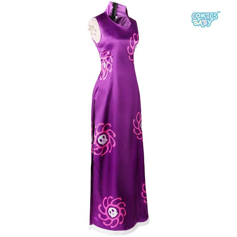 Anime ONE PIECE Boa Hancock Cosplay Costume Snake Princess cheongsam Long Sleeve Kimono Women Dress  Halloween Uniform Suit