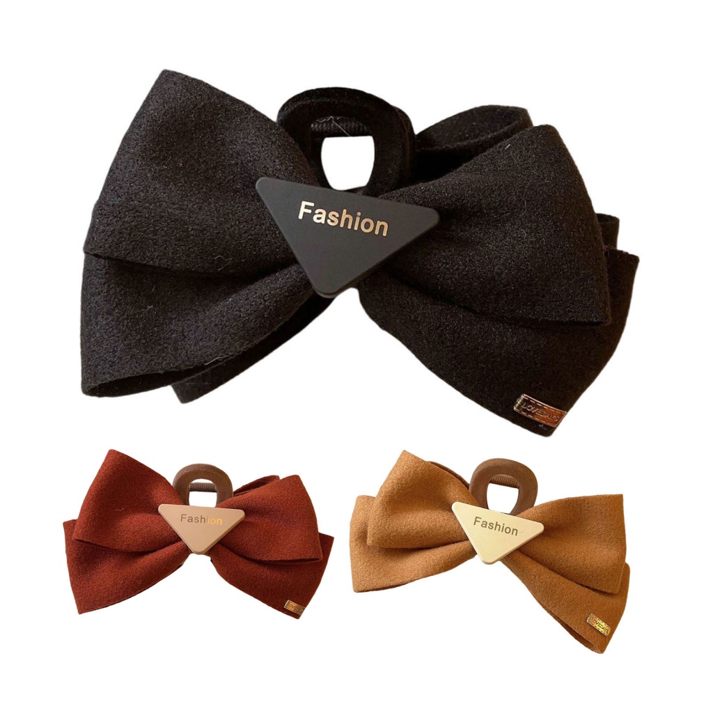 Kẹp Tóc Càng Cua Đính Nơ Vải Hai Mặt Màu Đục Phong Cách Hàn Quốc Cho Nữ