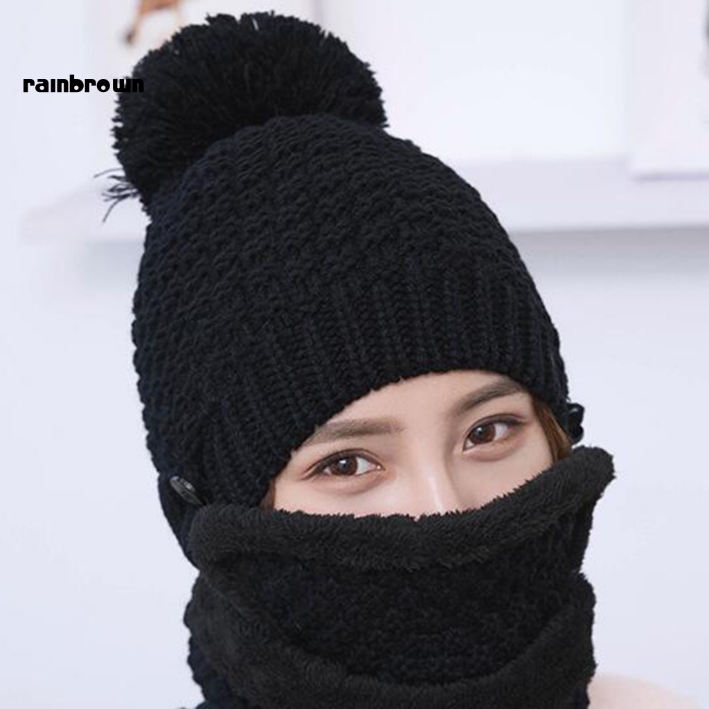 &lt; Rainbrown &gt; Set Vỏ Bọc Khăn Choàng / Mũ Khóa Nhiệt Độ Chống Gió Bằng Acrylic Giữ Ấm Mùa Đông Hàn Quốc