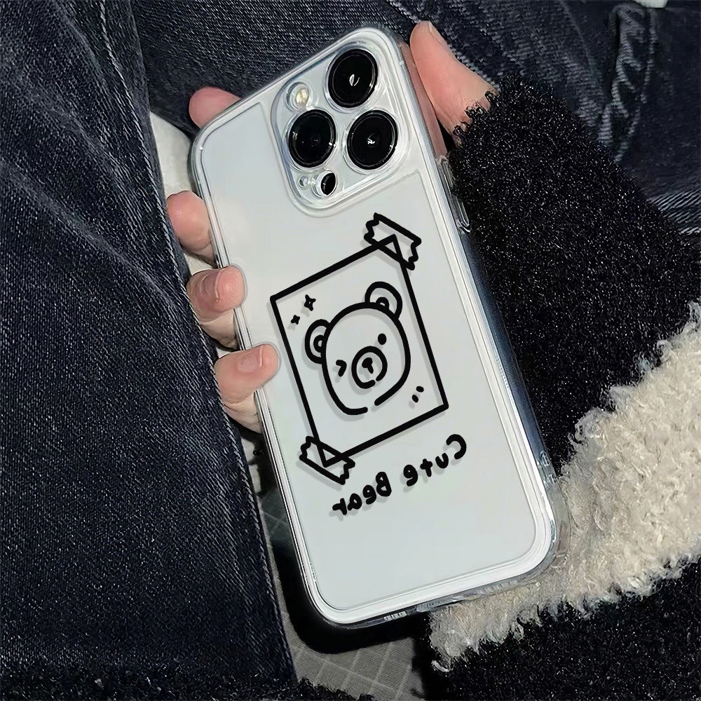 ✅Ốp Điện Thoại Mềm Chống Sốc Họa Tiết Đầu Gấu Cho Iphone 14pro plus13iPhone12 116In78