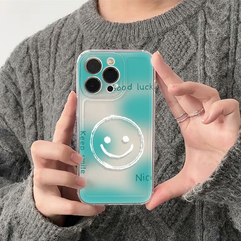 ✅Ốp Điện Thoại Mềm Chống Sốc Họa Tiết Mặt Cười Đơn Giản Cho iPhone 1114pro 12 13 6In max78 plus 9F95