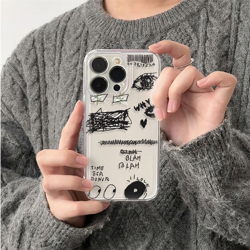 ✅Ốp Điện Thoại Mềm Chống Sốc Họa Tiết Graffiti Đơn Giản Cho Iphone 11Plus 6 13 14Pro 78Max 12 5VHD