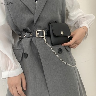 Lily phụ nữ mới vành đai da Punk vành đai thời trang Pin khóa quần JEAN EO vành đai chuỗi Túi uuu