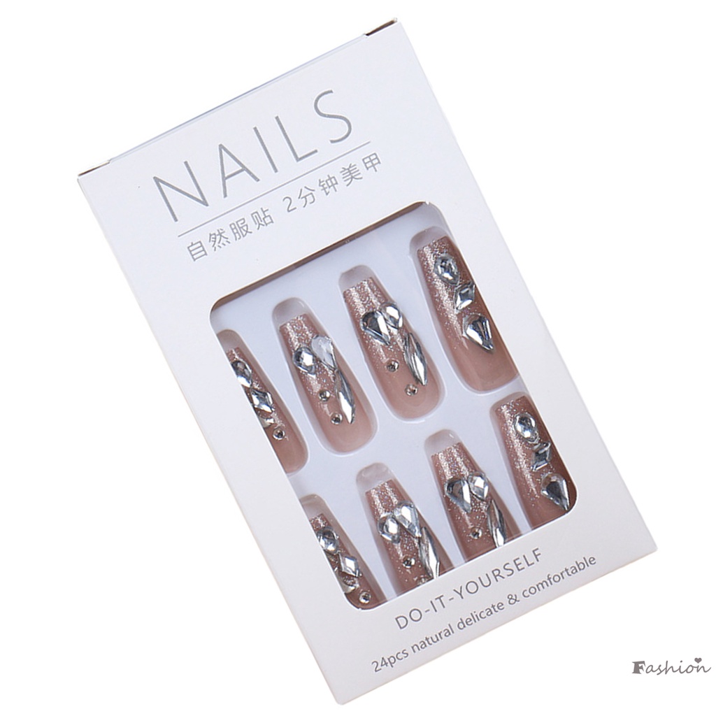 Móng Tay Giả Màu Bạc Lấp Lánh Thời Trang Cho Nữ