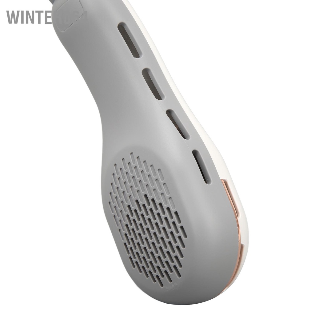 Winter064 Treo Cổ Quạt Không Cánh Kích Thước Có Thể Điều Chỉnh Màn Hình Hiển Thị Công Suất Di Động Đèn 7 Màu Trắng DC5V 2A