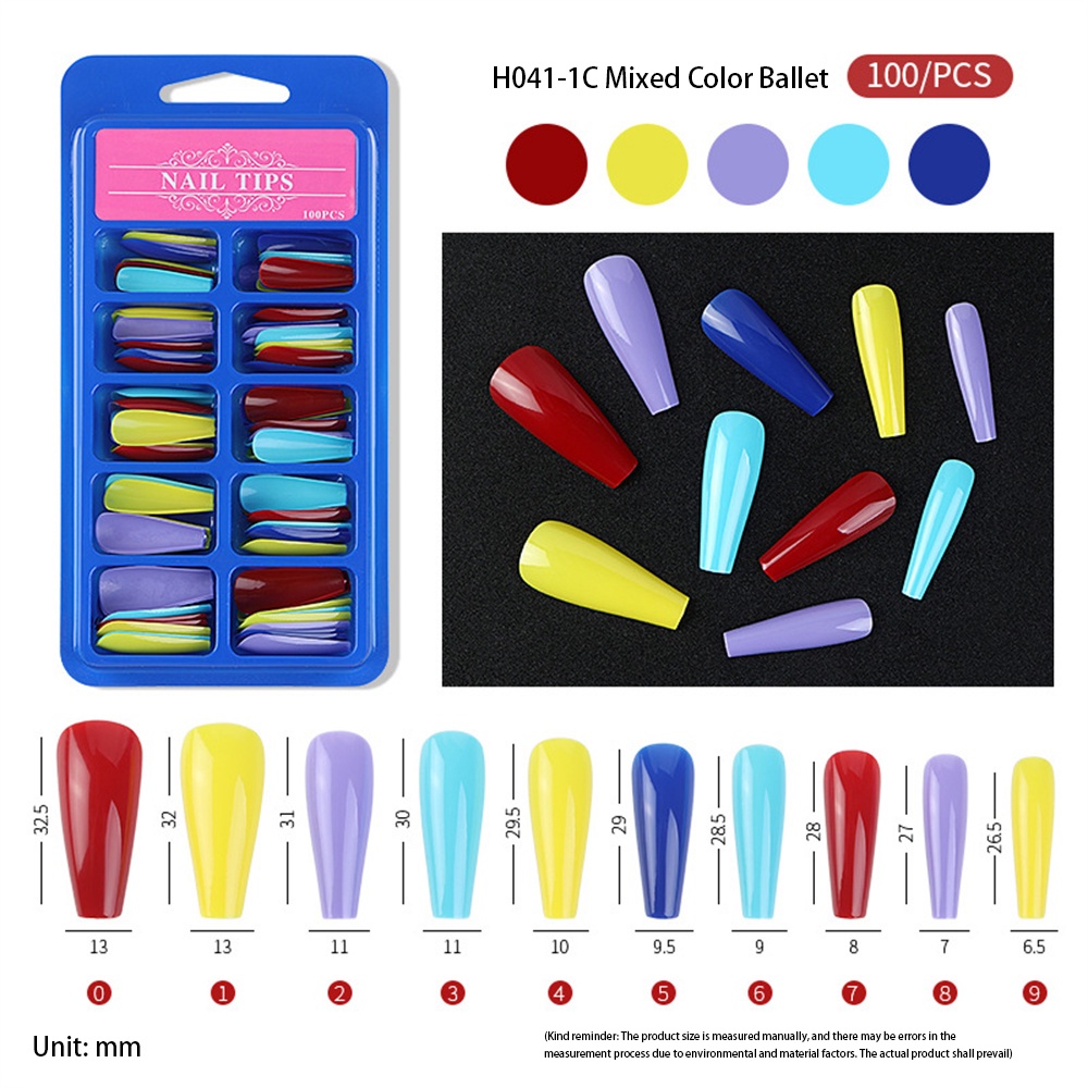 Ba lê giả móng tay mặc áo giáp dài nhỏ màu xanh hộp giả vá móng tay hoàn thành vá móng tay vá vá đầy đủ okase