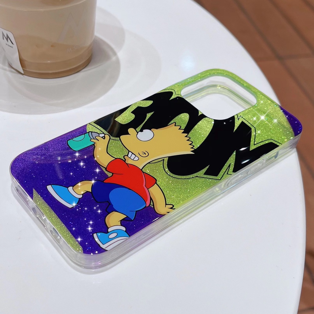 Ốp Điện Thoại TPU Mềm Trong Suốt Hai Mặt Họa Tiết Simpson Cho iPhone 12 13 14 Pro Max