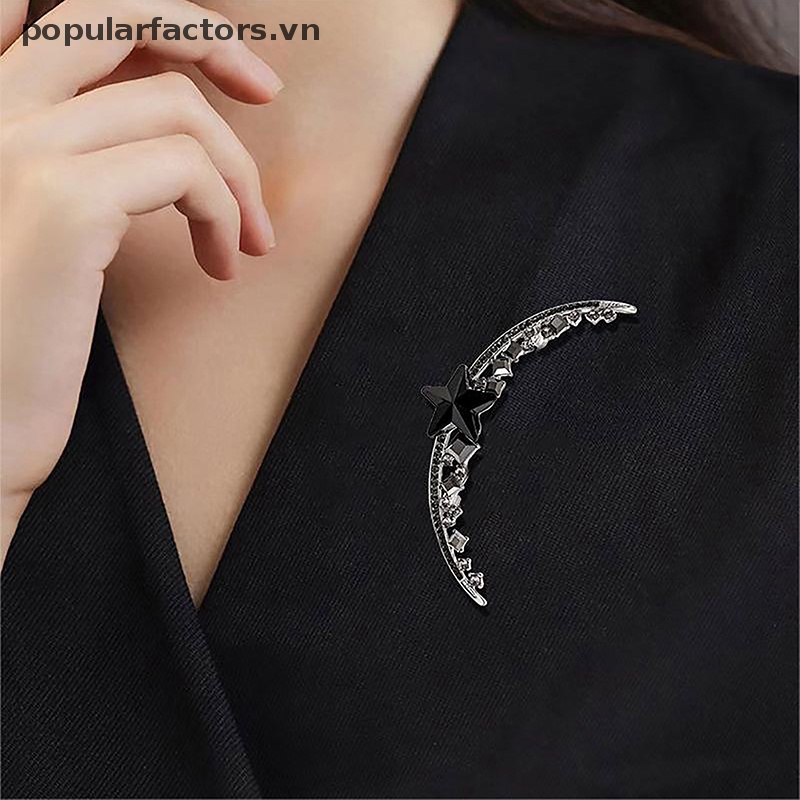 [Phổ Biến] Ghim Cài Áo Sweater / Khăn Choàng Lụa Cỡ Lớn Đính Đá Mặt Trăng Thanh Lịch [VN]