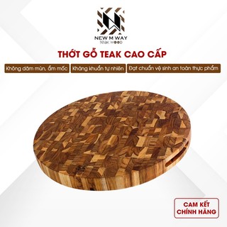  Thớt Gỗ Teak NEW M WAY Đầu Cây Tròn 40cm Dày 3,8cm 