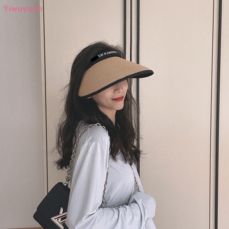 < Yiwuyuan > Mũ Cói Chống Nắng Mùa Hè Hở Chóp Gấp Gọn Được Cho Nữ Đi Biển Ngày Lễ Mới