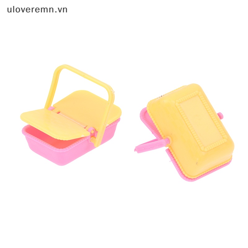 Set 2 Giỏ Mua Sắm Mini Bằng Nhựa Tỉ Lệ 1: 12 Màu Sắc Ngẫu Nhiên Trang Trí Nhà Búp Bê