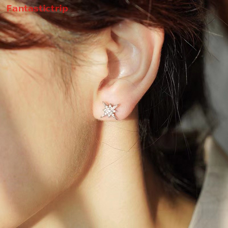 1 Đôi Bông Tai Đính Đá Zircon Hình Ngôi Sao Thời Trang Dành Cho Nữ
