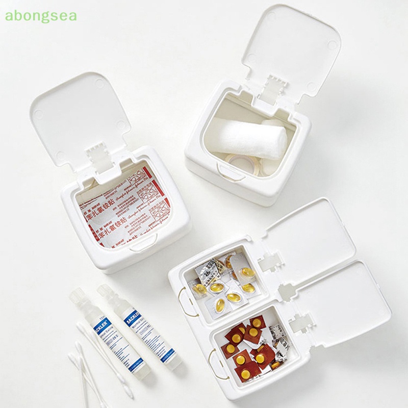 Abongsea Hộp Đựng Tăm Bông Cotton Hai Ngăn Hình Chữ Nhật Nhỏ Đơn Giản