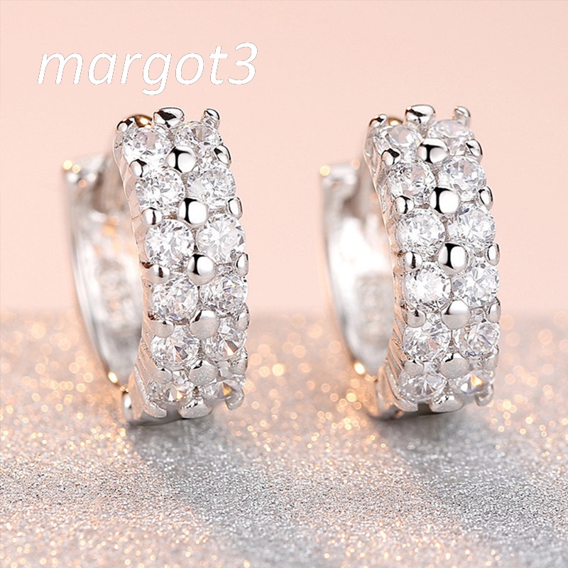 Khuyên Tai Tròn Hai Hàng Đính Đá Lấp Lánh Dành Cho Nữ