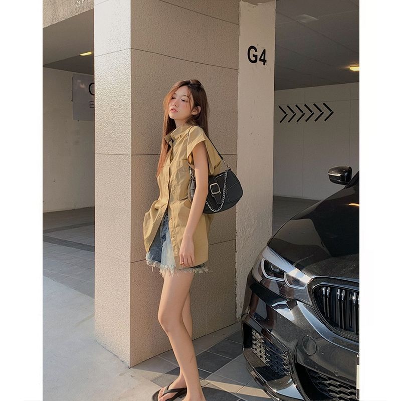 Áo Sơ Mi Tay Ngắn Thêu Họa Tiết Phong Cách Hong Kong Thời Trang Mùa Hè Cho Nữ