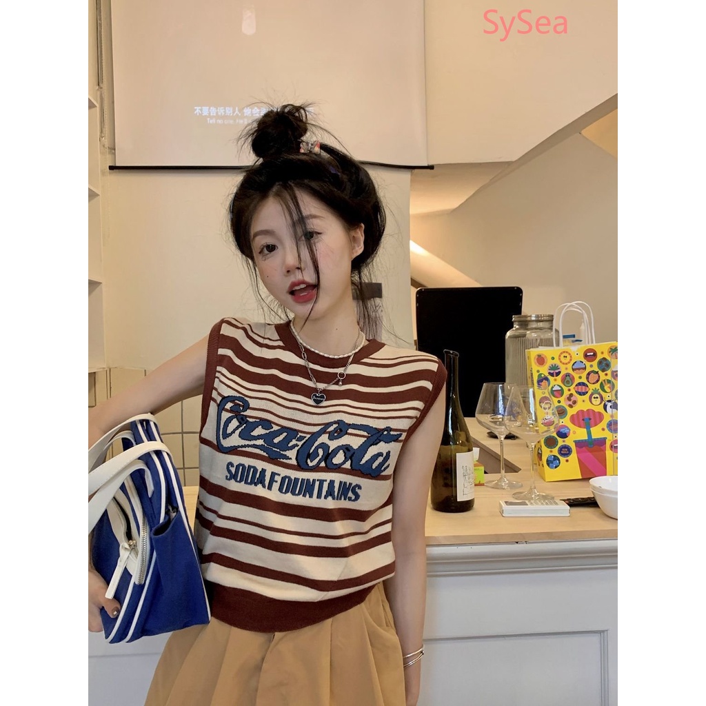 Áo Hai Dây Kẻ Sọc Phong Cách Retro Mỹ Cho Nữ