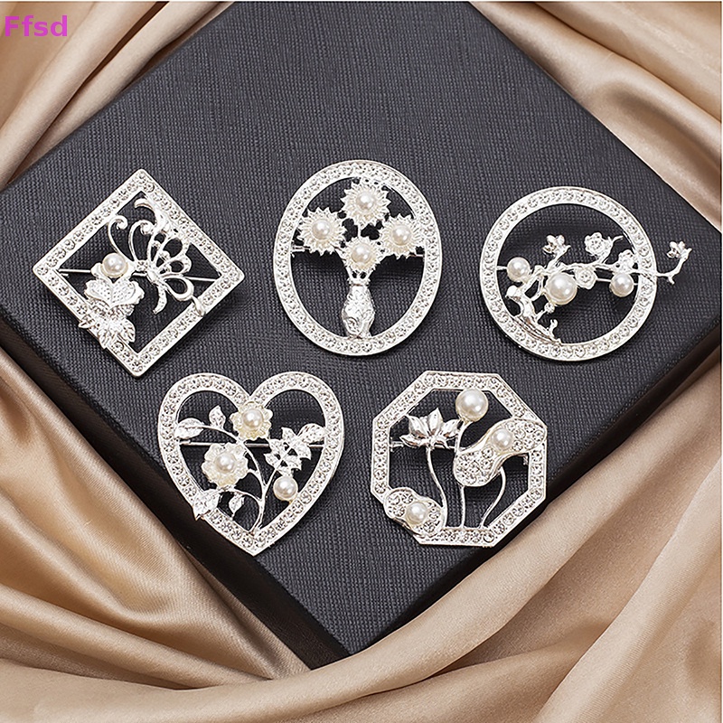 {Ffsd} Ghim Cài Khăn Choàng / Khăn Quàng Cổ Hình Hoa Đính Ngọc Trai Thời Trang Vintage Dành Cho Nữ