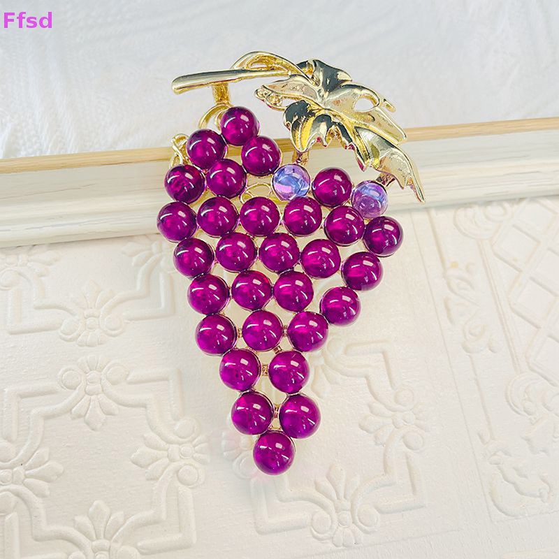 {Ffsd} Ghim Cài Áo Bằng Hợp Kim Hình Lá Nho Màu Tím Vintage Thời Trang Phụ Kiện Quần Áo Corsage Niche Bán Chạy *